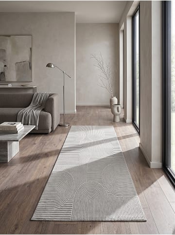 KADIMA DESIGN ERESMA Teppich Kurzflor Grau 80x150 Geometrisch Polyester Wohnzimmer in Grau