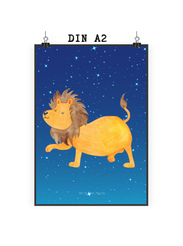 Mr. & Mrs. Panda Bild Sternzeichen Löwe ohne Spruch in Sternenhimmel Blau