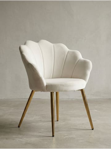 KADIMA DESIGN Esszimmerstuhl: Skandinavisches Design, Samtbezug, goldene Metallbeine in Weiß
