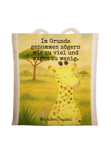 Mr. & Mrs. Panda Tote Bag Giraffe Zufrieden Design mit Spruch in Weiß