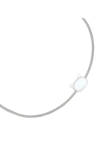 Glanzstücke München Armband Katze aus Edelstahl mit Perlmutt in weiß