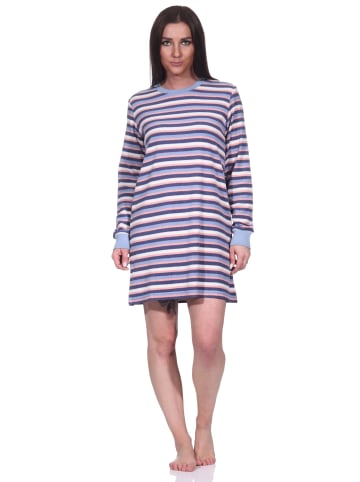 NORMANN Frottee Nachthemd langarm Bündchen - 76600 in hellblau