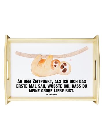 Mr. & Mrs. Panda Serviertablett Faultier Kind mit Spruch in Weiß