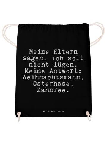 Mr. & Mrs. Panda Gym-Rucksack Meine Eltern sagen, ich... mit Spruch in Schwarz
