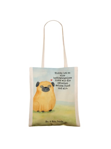 Mr. & Mrs. Panda Tote Bag Mops Design mit Spruch in Weiß