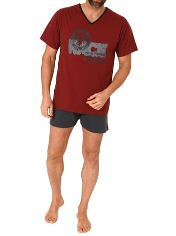 NORMANN kurzarm Schlafanzug Shorty Pyjama schnitt - 77296 in rot