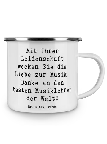 Mr. & Mrs. Panda Emaille Tasse Spruch Musiklehrer Liebe mit Spruch in Weiß