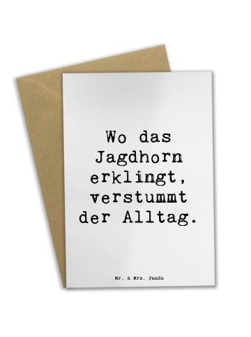 Mr. & Mrs. Panda Klappkarte Spruch Jagdhorn Melodie mit Spruch in Weiß