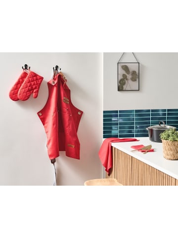Beliani 5-tlg Küchentextilien Set BRASSICA in Rot/Braun/Grau
