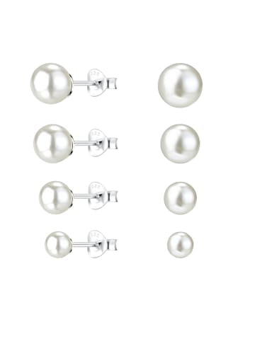 Alexander York Ohrringe, Ohrstecker-Set PERLE in 925 Sterling Silber, 4-tlg.