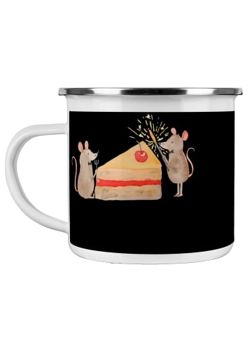 Mr. & Mrs. Panda Camping Emaille Tasse 6. Hochzeitstag Zuckerhoc... in Schwarz