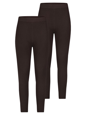 Stitch & Soul 2er-SET Rippenstrick Leggings für gemütliche Outfits in Dunkelbraun