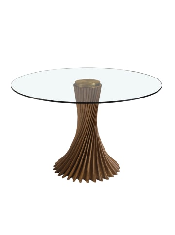 Angel Cerdá Esstisch 1127 in Glas/Walnuss – Ø130 x (H)76 cm