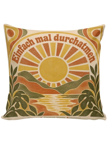Sofakissen Sonne Retro Design mit Spruch in Weiß