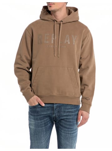 Replay Kapuzensweatshirt Peach Hand Cotton Fleece in braun