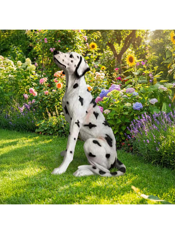 relaxdays Hund-Gartenfigur "Dalmatiner" in Weiß/ Schwarz - (B)39 x (H)83 x (T)52 cm