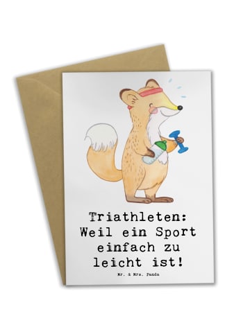 Mr. & Mrs. Panda babykarte Triathlon Helden mit Spruch in Weiß