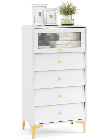 COSTWAY Kommode mit 4 Schubladen 60 x 40 x 112,5 cm in Weiß