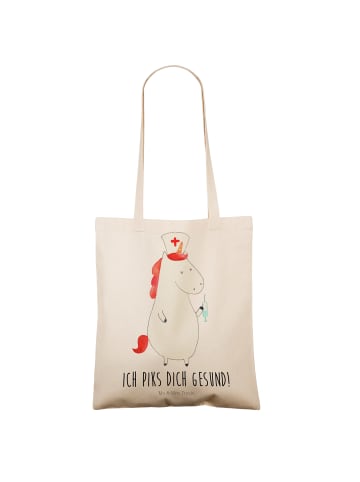 Mr. & Mrs. Panda Tote Bag Einhorn Krankenschwester mit Spruch in Creme