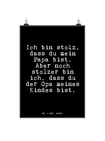 Mr. & Mrs. Panda Poster Ich bin stolz, dass... mit Spruch in Schwarz