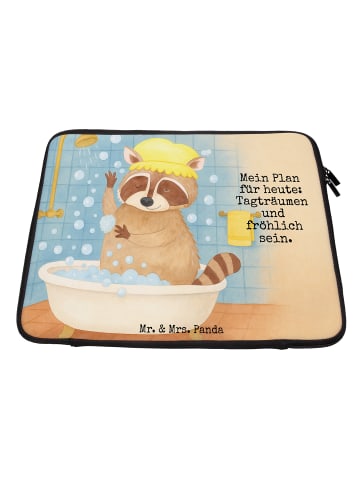 Mr. & Mrs. Panda Laptoptasche Waschbär Design mit Spruch in Weiß