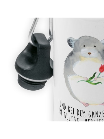 Mr. & Mrs. Panda Trinkflasche Chinchilla Blume mit Spruch in Weiß