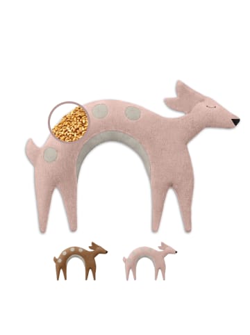 Leschi Wärmekissen 100 % Bio-Baumwolle, Körnerkissen "Rehkitz Flora" in Rosa