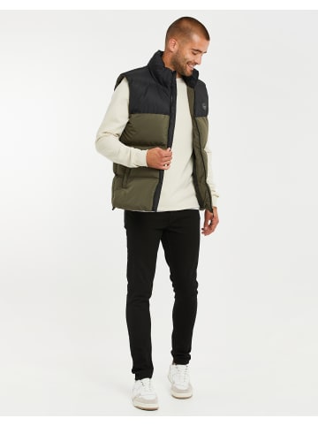 Threadbare Weste THB Jacket Gilet Lethame in Black/Khaki