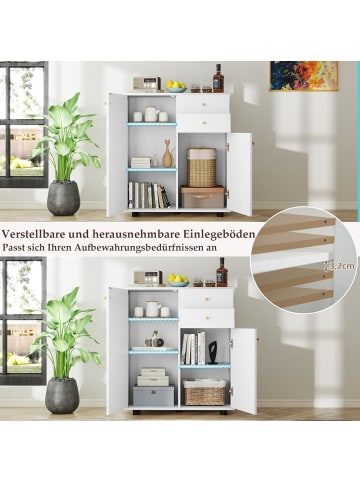 COSTWAY Buffetschrank mit 2 Schubladen 74 x 35 x 85,5 cm in Weiß
