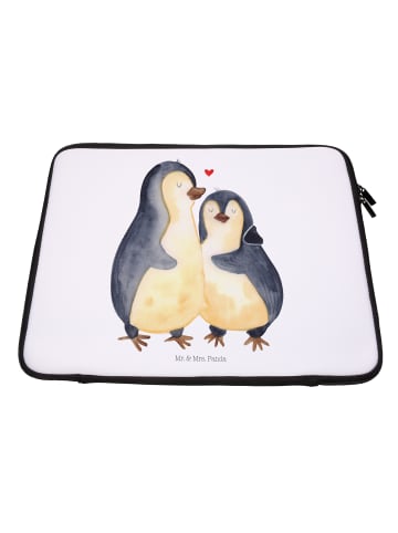 Mr. & Mrs. Panda Notebook Tasche Pinguin umarmen ohne Spruch in Weiß