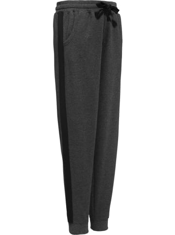 Erwin Müller Interlock-Jersey Freizeithose, lang mit Bündchen in anthrazit meliert-schwarz
