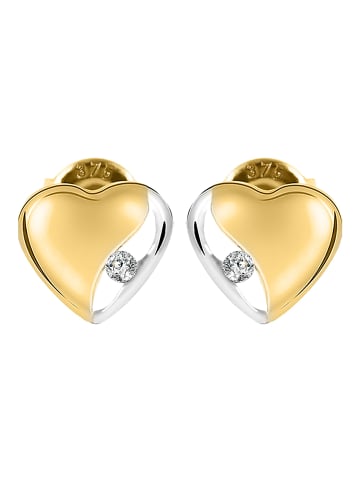 Adeliás Damen Ohrringe – Ohrstecker aus 375 Gold mit Zirkonia in weiß