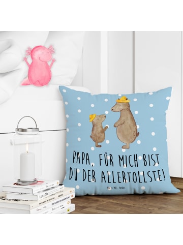 Mr. & Mrs. Panda 40x40 Kissen Bären mit Hut mit Spruch in Blau Pastell