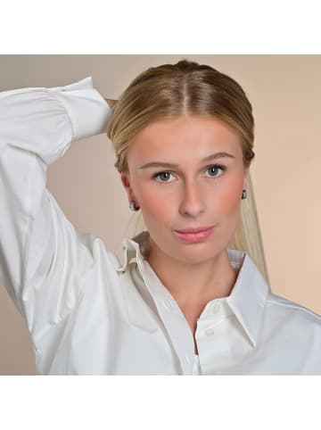 Adeliás Damen Ohrringe – Klappcreole aus Edelstahl mit Strass Steinchen in silber