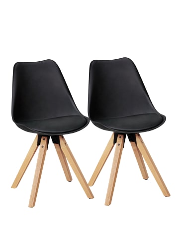 KADIMA DESIGN 2er Set Retro Esszimmerstuhl LIMA schwarz in Schwarz