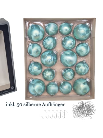 JACK 18 tlg. Set Glas Eislack Weihnachtsbaumkugeln in Mint