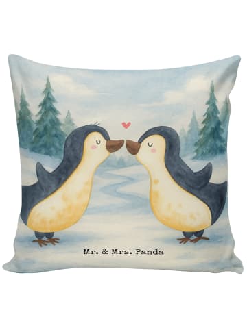 Mr. & Mrs. Panda Kissen 40x40 Pinguine Kuss Design ohne Spruch in Weiß