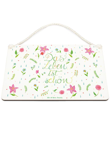 Mr. & Mrs. Panda Deko Schild Blumen Leben mit Spruch in Bunt