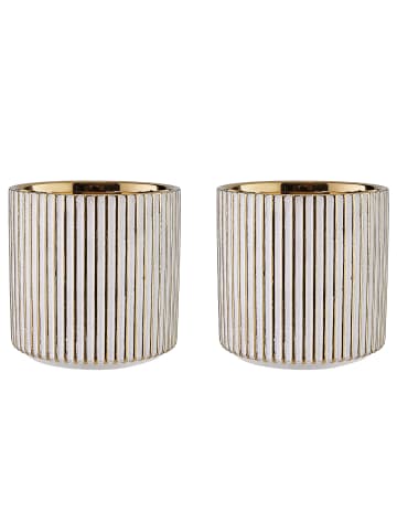 Butlers Blumentopf GOLDIE 2er-Set in Weiß / Gold