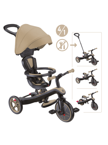 GLOBBER EXPLORER TRIKE 4in1 Kinderwagen, Dreirad und Laufrad in sand