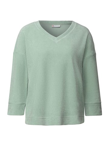 Street One Kuscheliges V-Neck Shirt in Grün