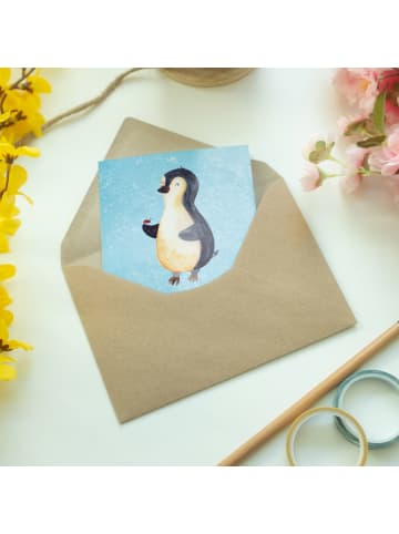 Mr. & Mrs. Panda neujahrskarte Pinguin Marienkäfer mit Spruch in Eisblau