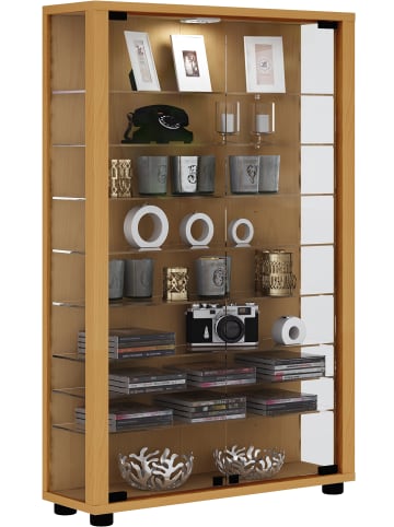 VCM Holz Glas Stand Vitrine Sammelvitrine Lumo Mini in Buche
