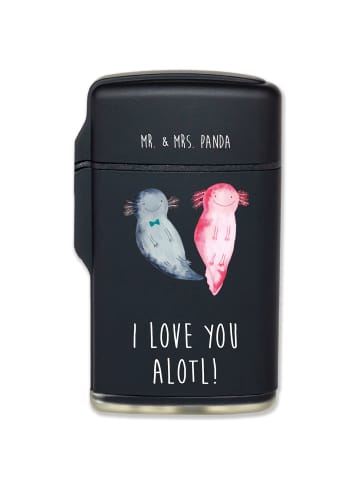 Mr. & Mrs. Panda Feuerzeug Axolotl Liebe mit Spruch in Schwarz