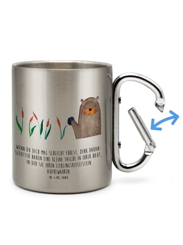 Mr. & Mrs. Panda Outdoor Tasse Otter Stein mit Spruch in Silber