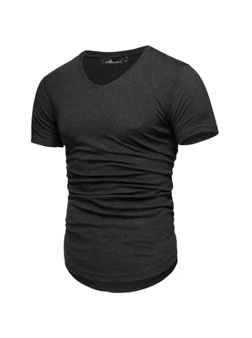 Amaci&Sons Basic Oversize T-Shirt mit V-Ausschnitt BELLEVUE in Anthrazit