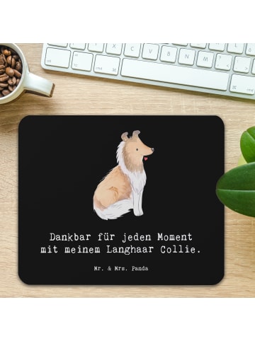 Mr. & Mrs. Panda Mouse Pad Langhaar Collie Moment mit Spruch in Schwarz