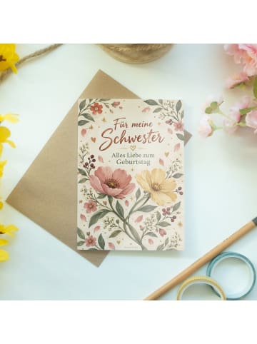 Geburtstagskarte Blumen liebevoll Design mit Sp... in Weiß