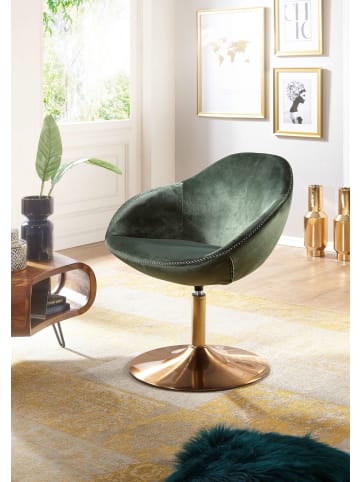 KADIMA DESIGN Loungesessel SIRAN Samt / Gold 70x79x70 cm Design Drehstuhl, in Grün