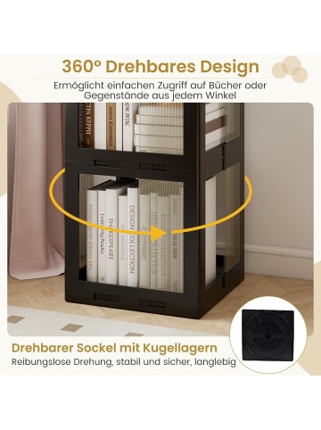 COSTWAY 360° drehbares Bücherregal in Schwarz